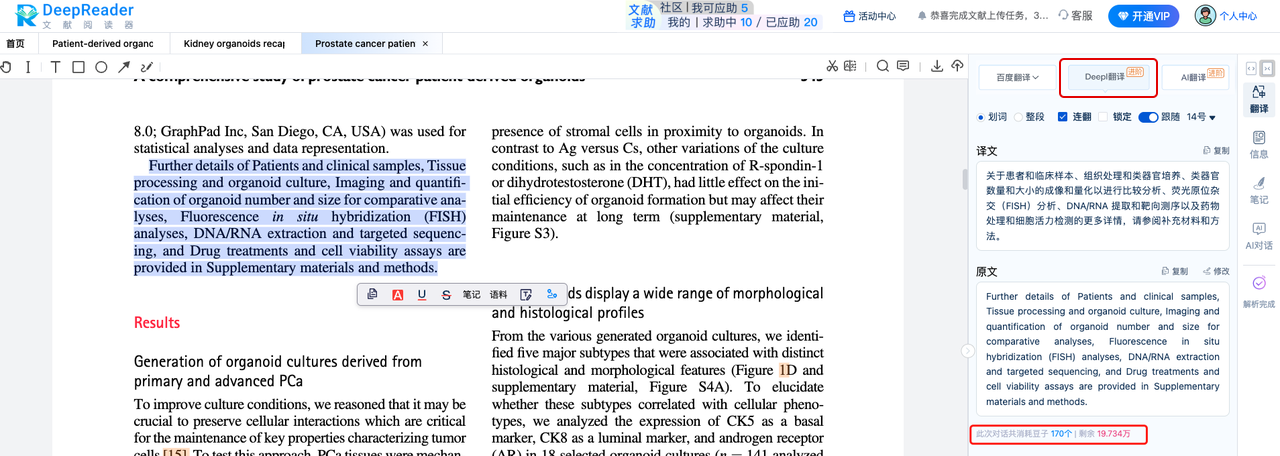 DeepReader文献阅读器DeepL翻译